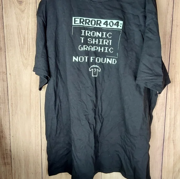 Error 404 Ironic T-Shirt Graphic Essential T-Shirt. Gray With Green Writing - Picture 3 of 11